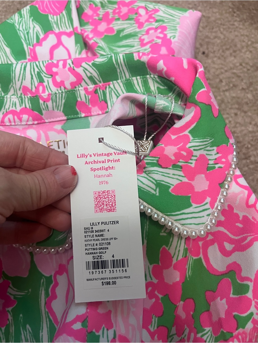 Lilly Pulitzer Kathy Pink & Green Floral Luxletic Dress (Hannah print) NWT - Picture 4 of 6